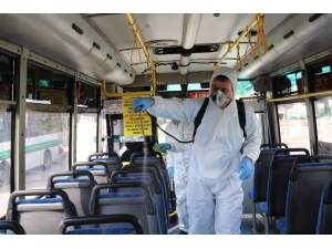 Özel Halk Otobüsleri Korona Virüsüne Karşı Dezenfekte Ediliyor