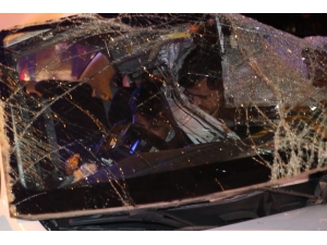 Ağaca Çarpan Otomobilde Sıkışan 2 Kişi Yaralandı