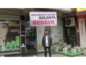 Şişesini Getirene Bedava Kolonya Dağıtıyor
