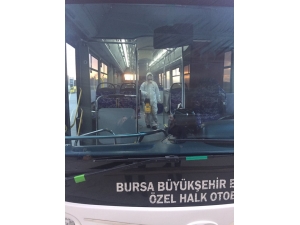 Bursa’da Halk Otobüslerine Koronavirüs Temizliği