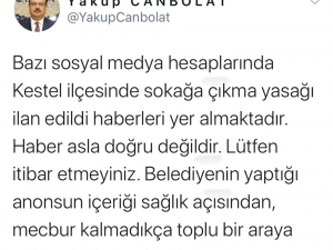 Bursa Valisi’nden Sokağa Çıkma Yasağı Haberlerine Yalanlama