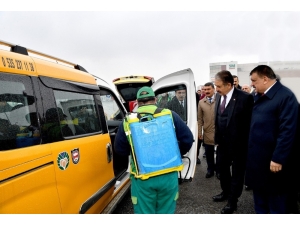 Malatya’da Taksi Ve Servis Araçları Dezenfekte Edildi