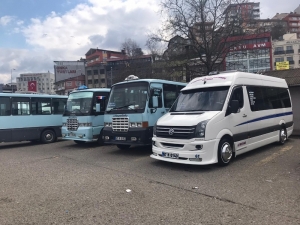 Şehir İçi Minibüslere Dezenfeksiyon Çalışması