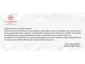 Müdür Bentli’den Korona Virüs Teşekkürü