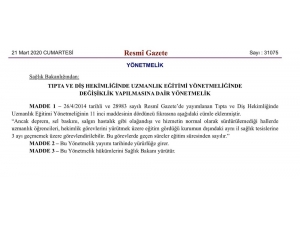 Tıpta Ve Diş Hekimliğinde Uzmanlık Eğitimi Yönetmeliğinde Yapılan Değişiklik Resmi Gazete’de