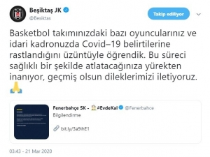 Beşiktaş’tan Fenerbahçe’ye Geçmiş Olsun Mesajı