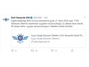 46 Ülkeye Daha Uçuşlar Durduruldu