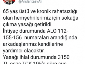 Erzincan’da 65 Yaş Üzeri Keyfi Dışarı Çıkana 3 Bin 150 Tl Ceza
