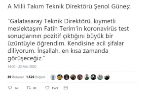 Şenol Güneş’ten Fatih Terim’e Geçmiş Olsun Mesajı