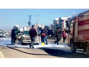 Şanlıurfa’da Seyir Halindeki Araç Alev Aldı