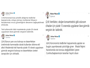 Bakan Pekcan: “Tek Kullanımlık Tıbbi Maskelerde Yüzde 20 Olarak Uygulanan İlave Gümrük Vergisini Kaldırdık”