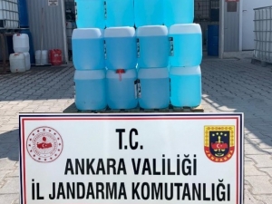 Jandarma 460 Litre Kaçak Dezenfektan Malzemesi Ele Geçirdi