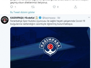 Kasımpaşa’dan Fenerbahçe’ye Geçmiş Olsun Mesajı