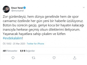 Ersun Yanal’dan ’Evde Kal’ Çağrısı