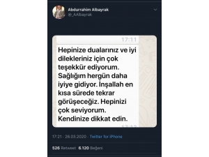 Abdurrahim Albayrak: "Sağlığım Her Gün Daha İyiye Gidiyor"