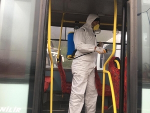 Kaynaşlı’da Otobüsler Dezenfekte Edildi