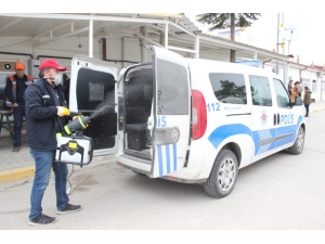 Karaman’da Polis Araçları Korona Virüsüne Karşı Dezenfekte Edildi