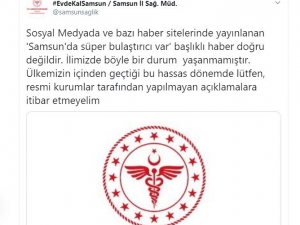 Samsun Sağlık Müdürlüğünden Prof. Dr. Çetiner’e Yalanlama: "’Samsun’da Süper Bulaştırıcı Var’ Doğru Değil”