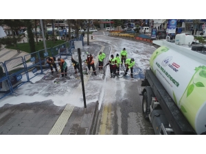 Elazığ’da Korona Virüsüne Karşı Kapsamlı Temizlik Sürüyor