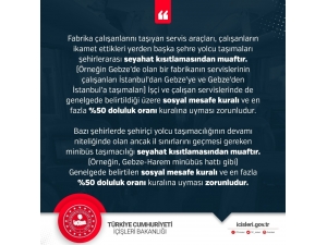 İçişleri Bakanlığından Yolcu Taşımacılığına İlişkin Ek Genelge