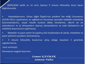 Samsun’da Marketlere Ve Pazar Yerlerine Çocuklar Alınmayacak