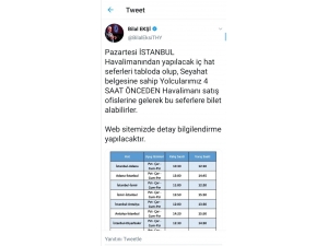 Thy’nin Yarınki Uçuşları Belli Oldu