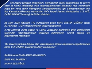 Samsun’da 20 Bin 793 Vefa Destek Çağrısı Alındı