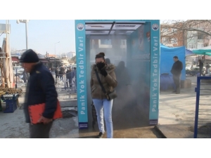 Ezine’de Dezenfekte Tüneli Ve Termal Kamera Kuruldu