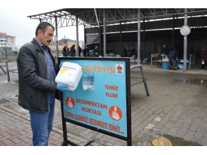 Havza’da Pazar Yerlerinde El Dezenfektan Noktaları Oluşturuldu