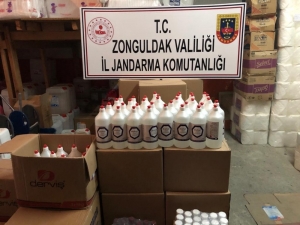 Zonguldak’ta 768 Adet 1 Litrelik Sahte Dezenfektan Ele Geçirildi