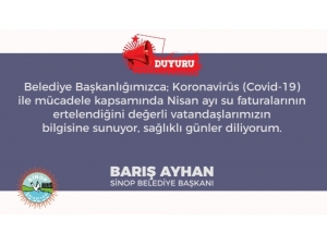 Sinop Belediyesi Korona Virüs Nedeniyle Su Faturalarını Erteledi