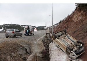 Takla Atan Araçtan Hafif Yaralı Kurtuldu