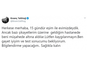 Ünlü Oyuncu Kıvanç Tatlıtuğ: ”Gayet İyiyim Ve Test Sonucumu Bekliyorum”