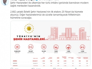 Cumhurbaşkanı Erdoğan’dan Şehir Hastaneleri Paylaşımı