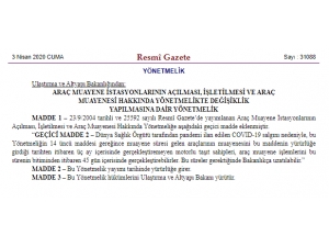 Araç Muayeneleri 3 Ay Ertelendi