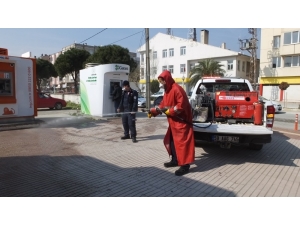 Burhaniye’de Dezenfeksiyon Çalışmalarına İtfaiye Desteği