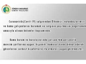 İzmir’de Korona Nedeniyle Kamu Çalışanlarına Kıyafet Serbestliği Geldi