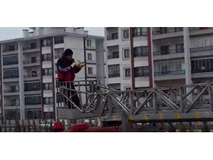 Çatıda Mahsur Kalan Güvercini İtfaiye Kurtardı