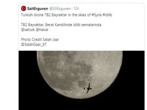 Bayraktar’dan İdlib Semalarında Dolunayla Buluşan Yerli İha Paylaşımı