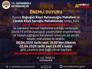 Safranbolu’da İki Köy Karantinaya Alındı