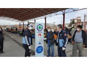 Bahşılı’da Pazar Yerlerine El Dezenfekte Noktaları Kuruldu