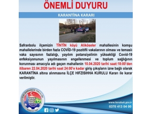 Safranbolu’da Üçüncü Köy De Karantinaya Alındı