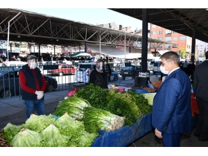 Vali Gürel Halk Pazarındaki Tedbirleri Denetledi