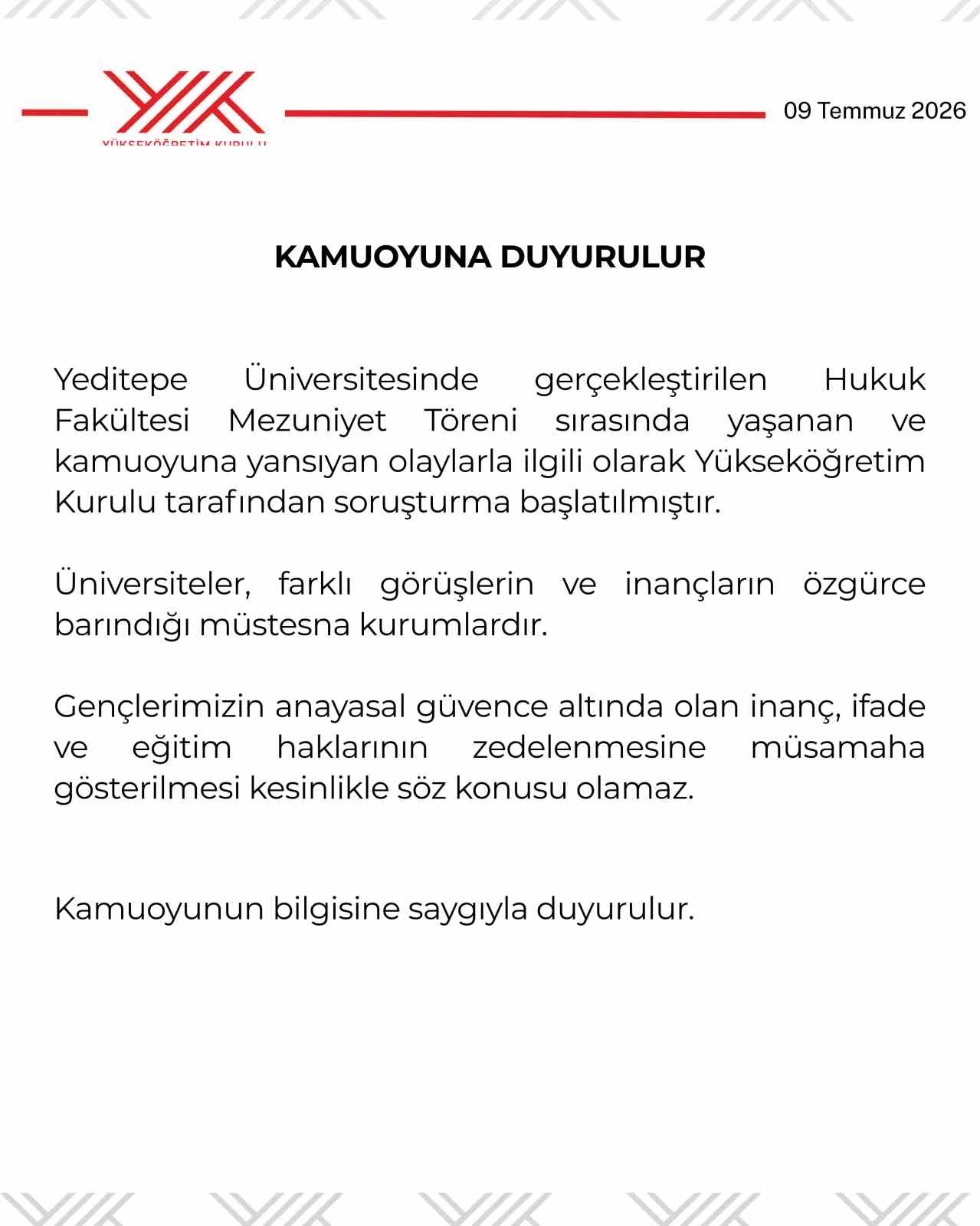 yok-ten-yeditepe-universitesinin-mezuniyet-torenindeki-olaylara-iliskin-sorusturma