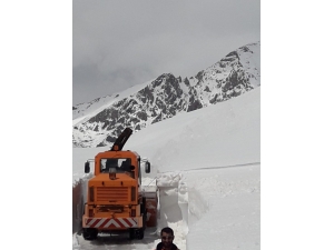 Nisan Ayında 3 Bin Rakımlı Karapet Geçidi’nde Karla Mücadele