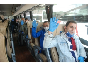 Karantina Süresi Dolan 320 İşçi Memleketlerine Uğurlandı
