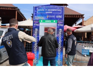 Ürgüp’te Önce Dezenfekte Sonra Pazar Alışverişi