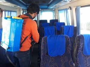 Akçakoca’da Servis Minibüsleri Dezenfekte Edildi