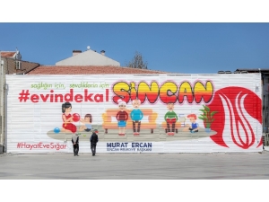 Sincan’da Grafiti Yazı İle “Evde Kal” Mesajı