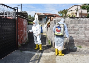 Kadın Başkan Tulum Giyip Mahalleyi Dezenfekte Etti